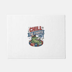 Chill The Fourth Out Funny Alligator Summer Shirt Doormat