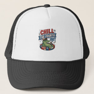 Chill The Fourth Out Funny Alligator Summer Shirt Trucker Hat