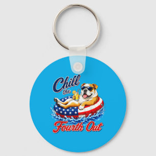 Chill The Fourth Out Funny French Bulldog Dog Key Ring