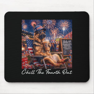 Chill The Fourth Out Funny German Shepherd Coffee Mouse Pad