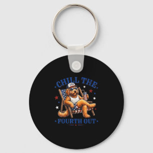Chill the fourth out funny goldendoodle dog lover key ring