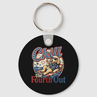 Chill The Fourth Out Funny Goldendoodle Dog Lover Key Ring