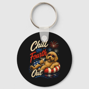 Chill The Fourth Out Funny Goldendoodle Dog Lover Key Ring
