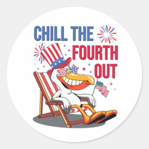 Chill The Fourth Out Funny Patriotic Pelican Classic Round Sticker