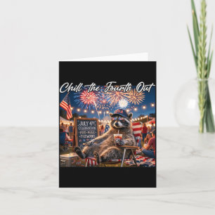 Chill The Fourth Out Funny Racoon Ice Coffee 4th Card