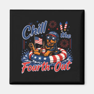 Chill The Fourth Out Funny Rottweiler Patriots Dog Magnet