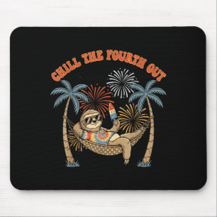 Chill the fourth out funny sloth retro vacation mouse pad
