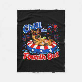 Chill the fourth out german shepherd 4th of july fleece blanket