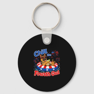 Chill the fourth out german shepherd 4th of july key ring
