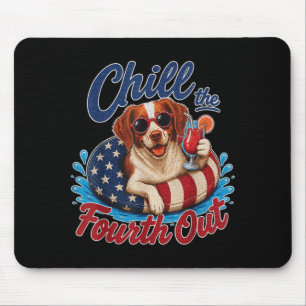 Chill The Fourth Out Patriotic Brittany Spaniel Mouse Pad