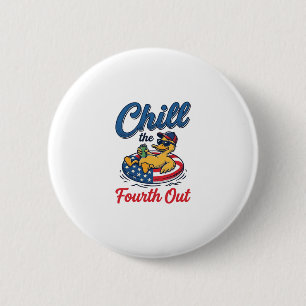 Chill the Fourth Out Patriotic Duck T-Shirt Design 6 Cm Round Badge