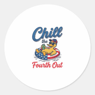 Chill the Fourth Out Patriotic Duck T-Shirt Design Classic Round Sticker