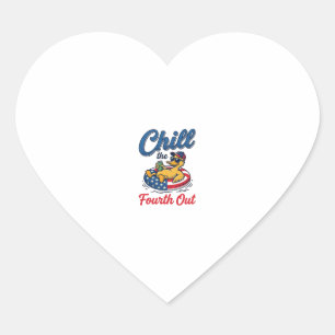 Chill the Fourth Out Patriotic Duck T-Shirt Design Heart Sticker