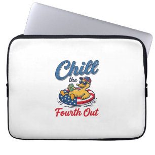 Chill the Fourth Out Patriotic Duck T-Shirt Design Laptop Sleeve