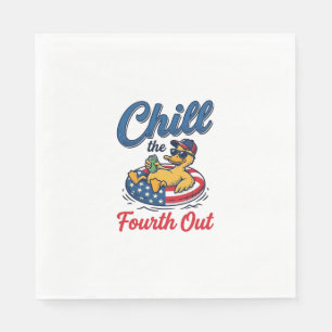Chill the Fourth Out Patriotic Duck T-Shirt Design Napkin
