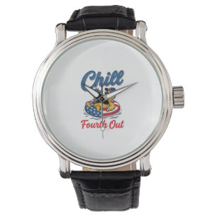 Chill the Fourth Out Patriotic Duck T-Shirt Design Watch