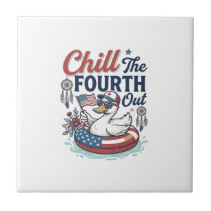 Chill The Fourth Out Patriotic Duck Vector Shirt_1 Ceramic Tile