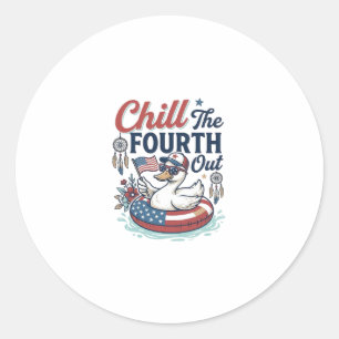 Chill The Fourth Out Patriotic Duck Vector Shirt_1 Classic Round Sticker