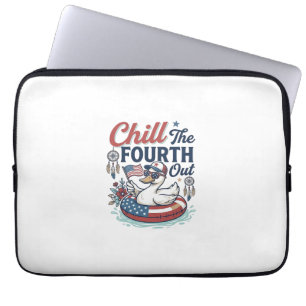 Chill The Fourth Out Patriotic Duck Vector Shirt_1 Laptop Sleeve