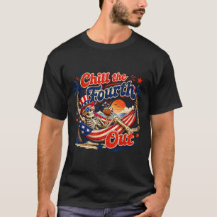 Chill The Fourth Out Patriotic Skeleton Beach T-Shirt