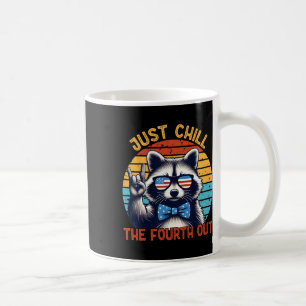 Chill The Fourth Out Racoon 4th Of July Vintage  Coffee Mug