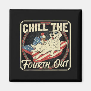 Chill The Fourth Out Retro Dog 4th Of July Magnet