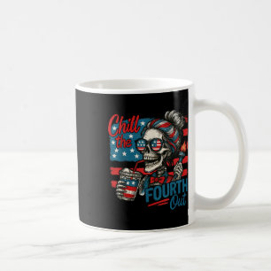 Chill The Fourth Out Skeleton Funny Patriotic 4th  Coffee Mug
