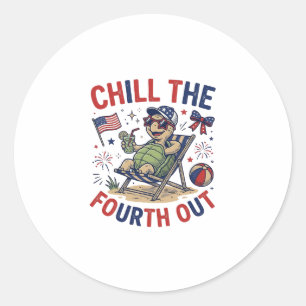 Chill The Fourth Out Turtle Summer Holiday Shirt_1 Classic Round Sticker