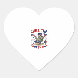 Chill The Fourth Out Turtle Summer Holiday Shirt_1 Heart Sticker
