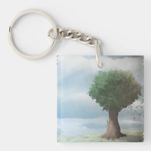 Chill Tree Falling Leaves Cleansing Gale Key Ring (Front)