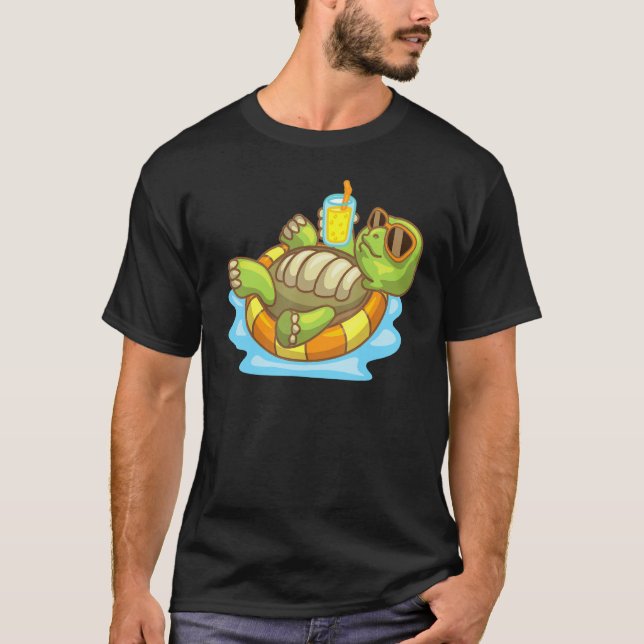 Chill Turtle With Sunglasses Swimming Funny Design T-Shirt (Front)