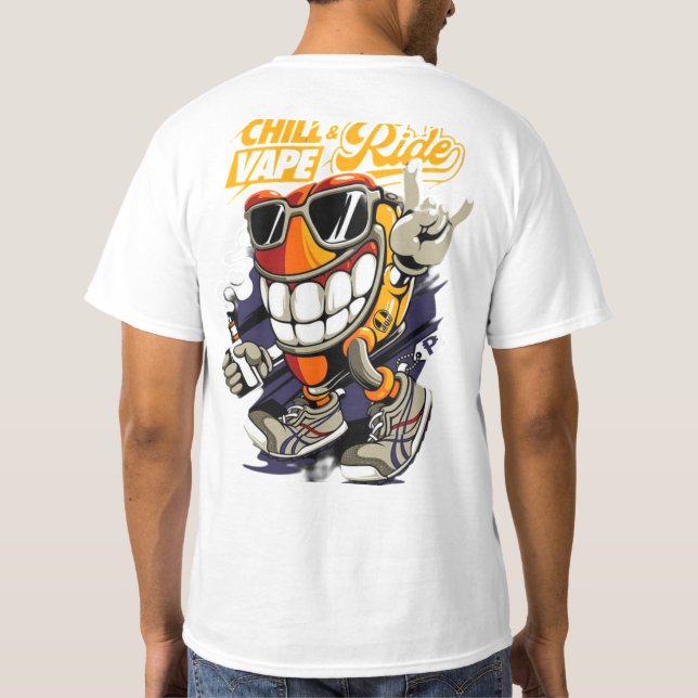 "Chill Vape Rider: Urban Cool T-Shirt Design" (Back)