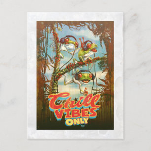 Chill Vibes Only Tree Frog Trio Headphones Postcard