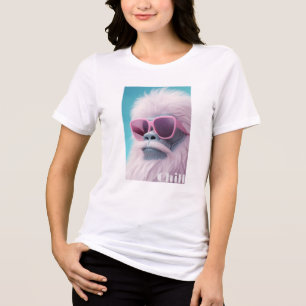 "Chill Vibes" White Monkey with Pink Glasses Tri-Blend Shirt