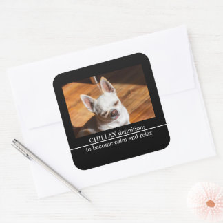 Chillax Chihuahua sleepy relaxed tongue out Photo Square Sticker