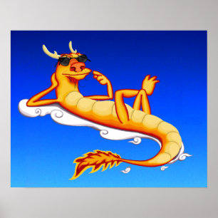 Chillax Dragon (blue) Poster