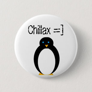 chillax penguin 6 cm round badge