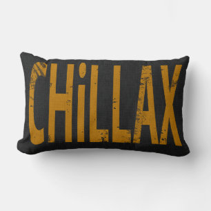 Chillax Skateboard Word Art Black Yellow Lumbar Cushion
