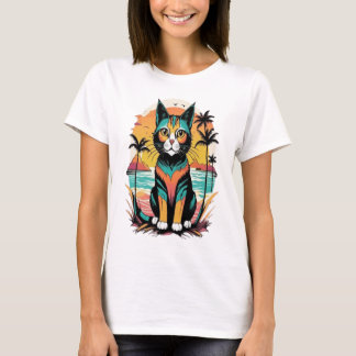 Chillaxin' Cat Beach Paradise T-Shirt