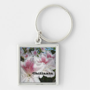 Chillaxin keychain White Pink Azalea Flowers