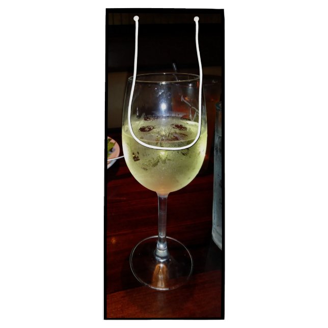 Chilled glass of white wine on a Wine Tote Bag (Front)