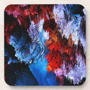 Chilled Inferno Blue Red Contemporary Abstract Art Coaster