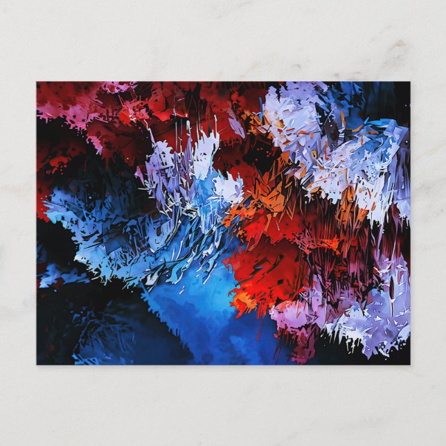 Chilled Inferno Blue Red Contemporary Abstract Art Postcard (Front)