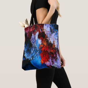 Chilled Inferno Blue Red Contemporary Abstract Art Tote Bag