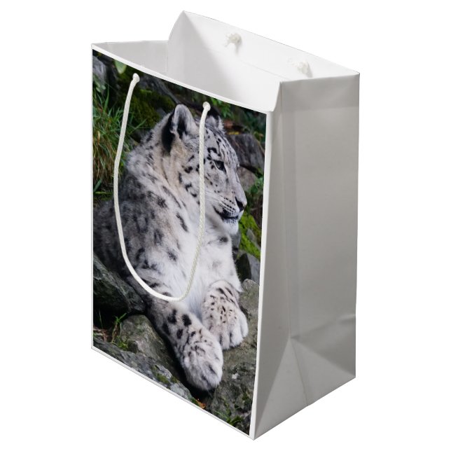 Chilled Out Snow Leopard Medium Gift Bag (Front Angled)