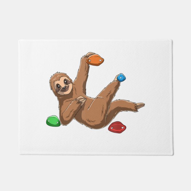 Chilled Sloth   Bouldering And Rock Climbing  Doormat (Front)