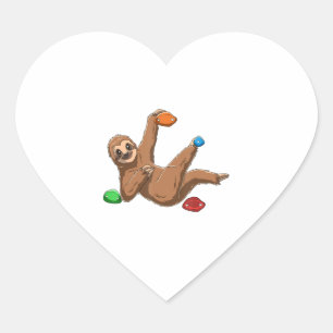 Chilled Sloth Bouldering And Rock Climbing Heart Sticker