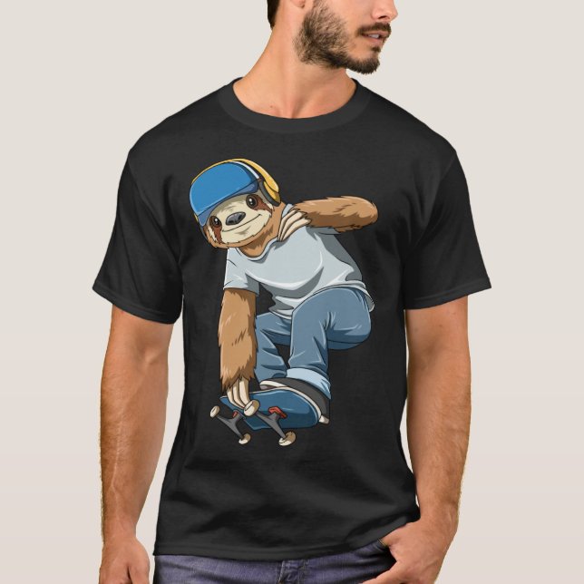 Chilled Sloth Skateboarding   Skater T-Shirt (Front)