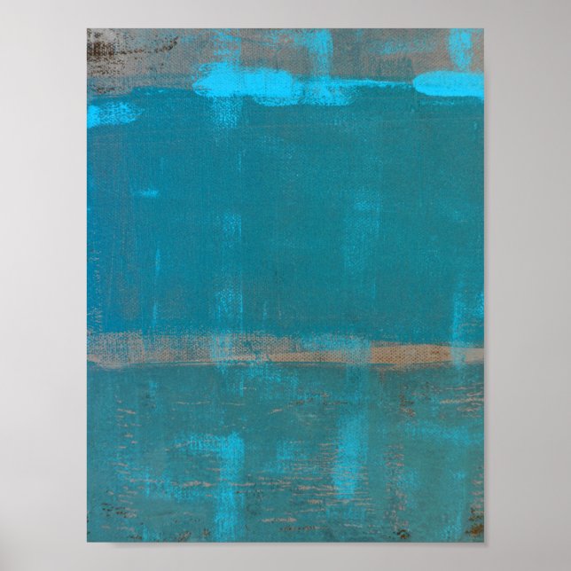 'Chilled' Teal Abstract Art Poster (Front)