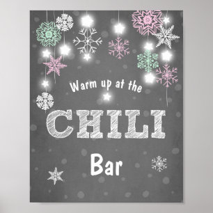 Chilli Bar sign Pink Mint Winter snowflakes Chilly